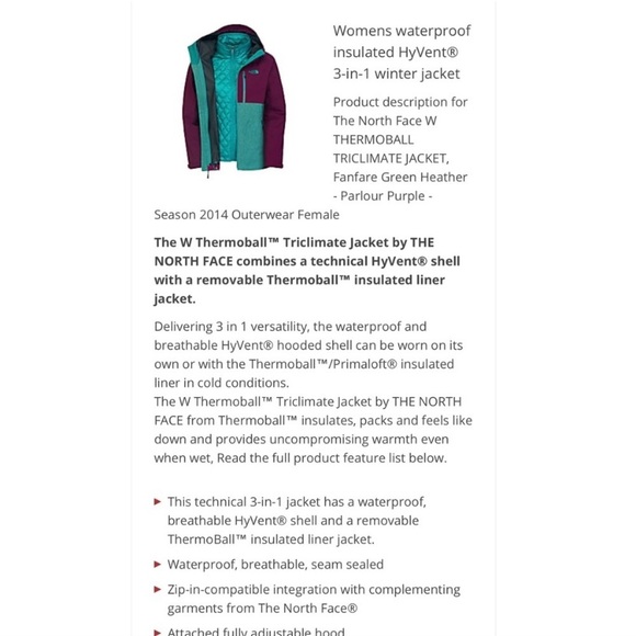The North Face Women’s Waterproof Thermoball Triclimate Winter Jacket - Picture 12 of 12